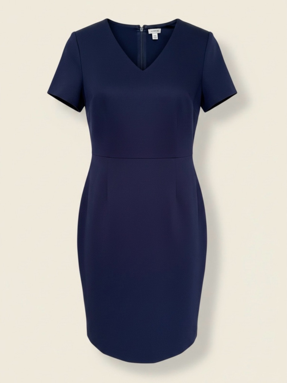 J.Crew Navy Structured Sheath Dress | Minimalist V-Neck | Fully Lined | Classic - Picture 2 of 10